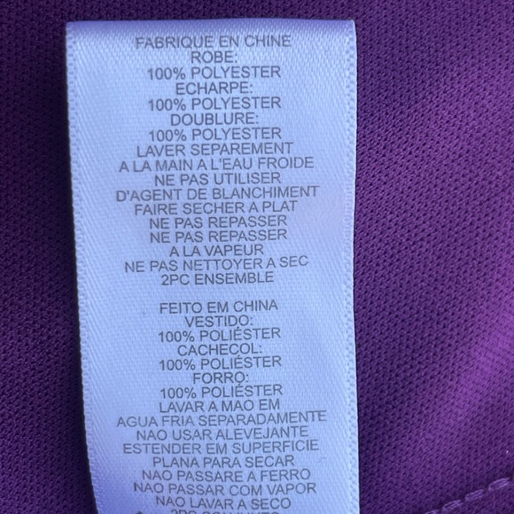 Alex Evenings Two Piece Embroidered Tulle Sleeveless Gown with Shawl Plum Sz 8 - Picture 11 of 12